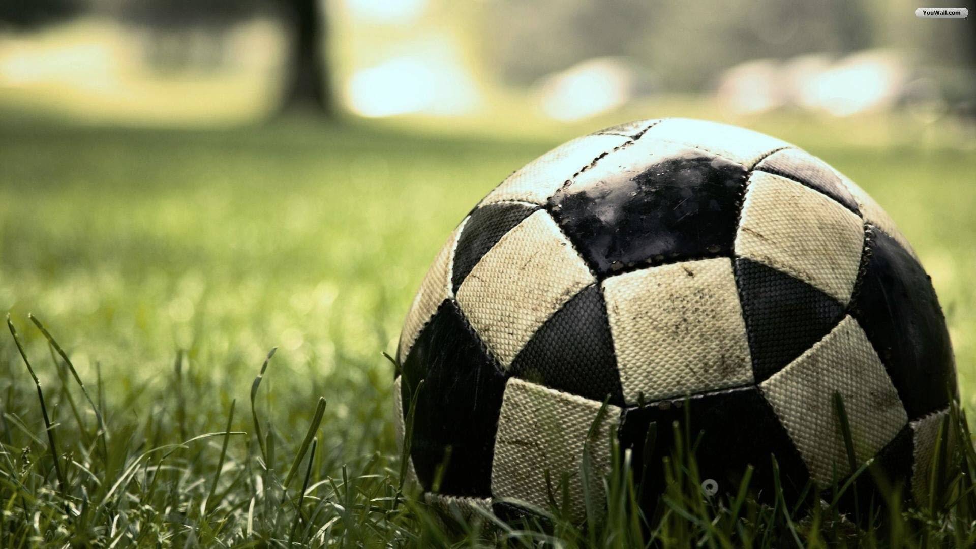 Imagen de pelota de futbol en el pasto